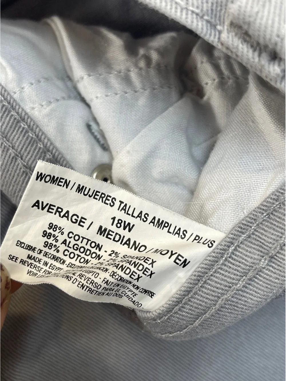 Gloria Vanderbilt Amanda Capri Pants Womens 18W Gray Stretch Denim Crop Shorts